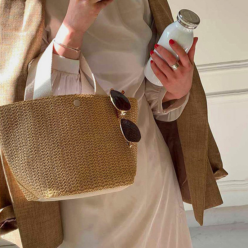 Elegant Ladies Straw Woven Han – Women'S Bags Holiday recenzja i cena