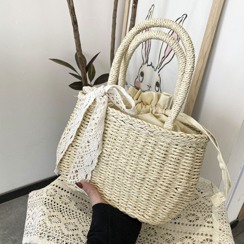 Women Straw Woven Drawstring H – Women'S Bags Holiday recenzja i cena
