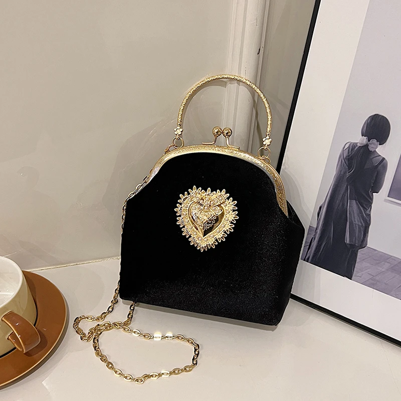 Chains Velvet Frame Heart Dinn – Women Bags For Sale recenzja i cena